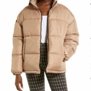 BP Oversized Puffer Jacket, color Tan Amphora, size Large